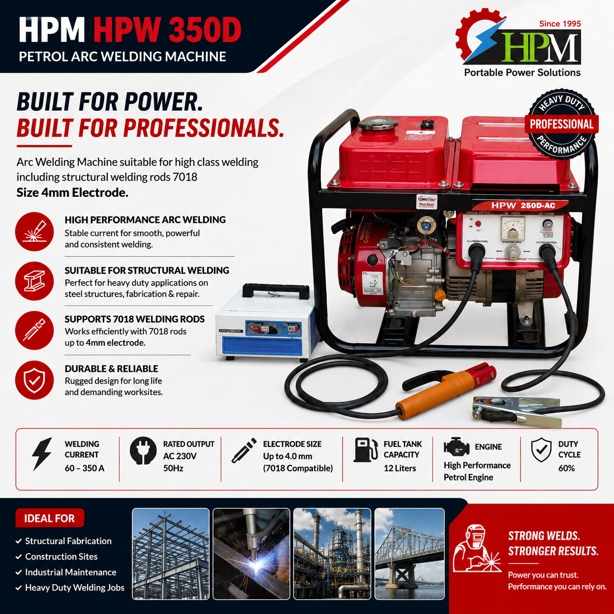 200 Amps, Petrol Welding Generator, WITH Recoil Start , Model HPW-250D-AC,  